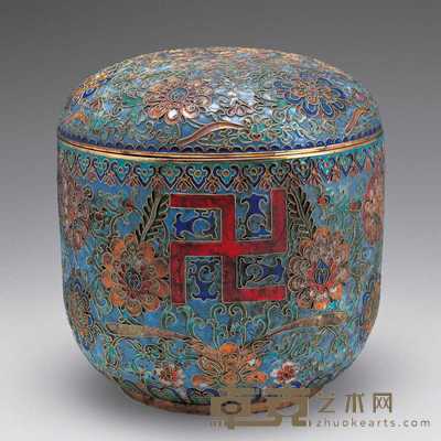 清光绪 景泰蓝盖罐 直径21.4cm；高21.5cm